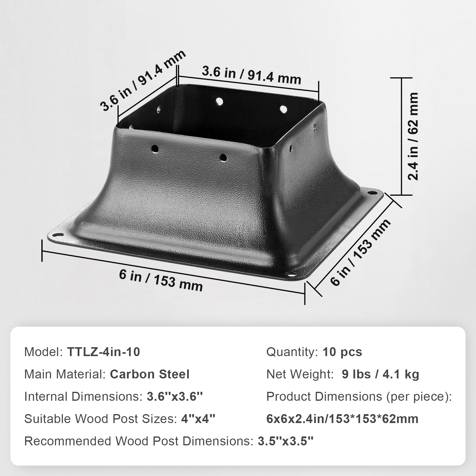 Heavy Duty Post Base 4x4 Bracket For Deck Railing Support 10pcs_voghion.com